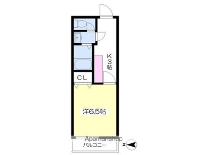 本町シングルス[1K/23.34m2]の間取図