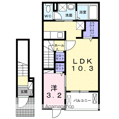 ラテ　ルーナ 202 ｜ 山口県下松市潮音町５丁目12-32（賃貸アパート1LDK・2階・37.63㎡） その2
