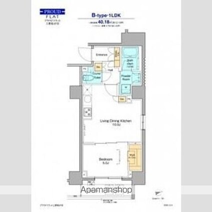 プラウドフラット上野松が谷[1LDK/40.18m2]の間取図