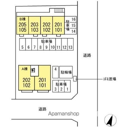 リヴェール　Ｂ[1K/33.48m2]の配置図