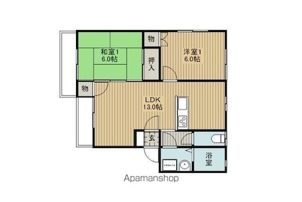 ビューパティオ豊田Ａ棟[2LDK/54.65m2]の間取図