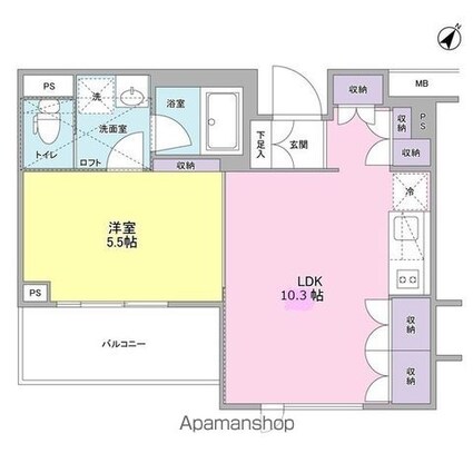 スタイリオ中延ⅡＷＥＳＴ[1LDK/38.1m2]の間取図