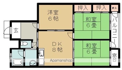 青井ハイツ[3DK/57.75m2]の間取図