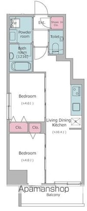 ドゥーエ入谷Ⅰ[2LDK/40.41m2]の間取図