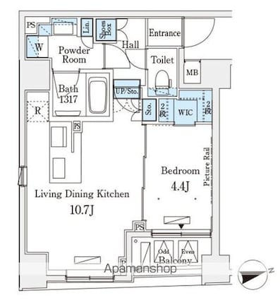 レジデンス文京春日[1LDK/40.21m2]の間取図