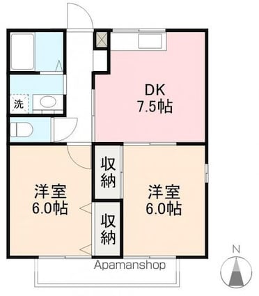 エクセレントハイツ木太[2DK/46.37m2]の間取図