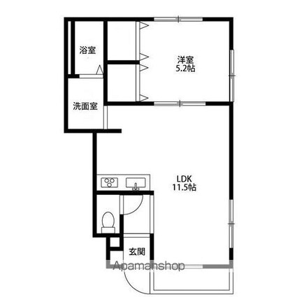 アンプルール　リーブル　江松[1LDK/42.92m2]の間取図