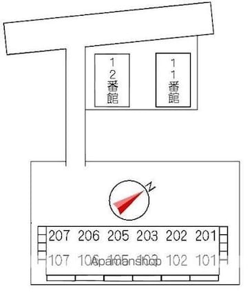 １番館[2DK/42.51m2]の配置図