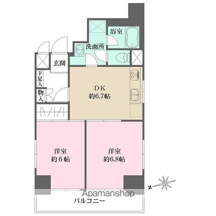 シティ田町[2DK/46.26m2]の間取図