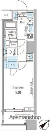 ルビア赤坂[1K/29.86m2]の間取図