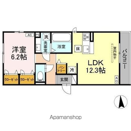 （仮称）ＤーＲＯＯＭ中島[1LDK/46.34m2]の間取図