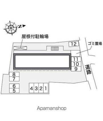 レオパレスヒルズハイネ[1K/19.87m2]の配置図