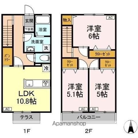 国分寺市西町のテラスの間取り