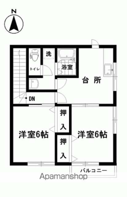 シガハイツⅩⅠ[2DK/42.97m2]の間取図