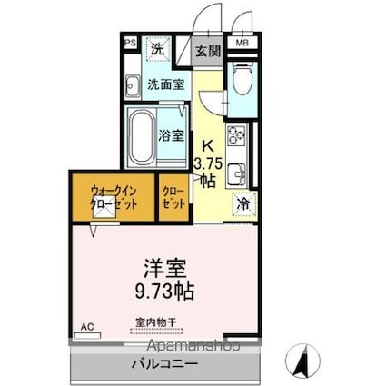 アイリーブ南佐古[1K/36.43m2]の間取図
