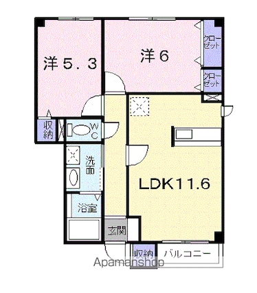 エスペランス桔梗[2LDK/52.79m2]の間取図