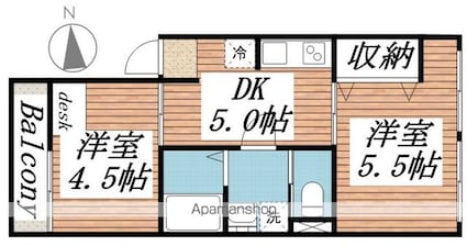 東京都板橋区大山町[2K/35.21m2]の間取図