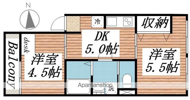 東京都板橋区大山町[2K/35.21m2]の間取図
