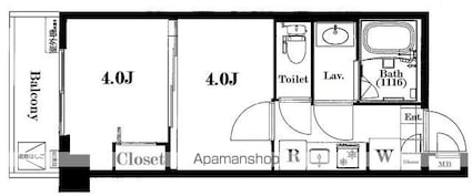 セルベコート笹塚[2K/24.44m2]の間取図