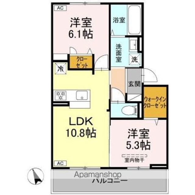 Ｔｉａｒｅ　Ｍａｎｂａｉ[2LDK/52.27m2]の間取図