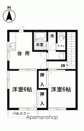 シガハイツⅩⅠ[2DK/42.97m2]の間取図