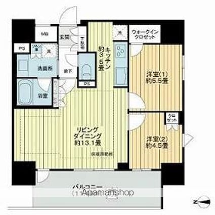 レーベン浅草　ＡＹＡＧＩＮＵ[2LDK/60.64m2]の間取図