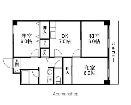グリーン茨木[3DK/56m2]の間取図