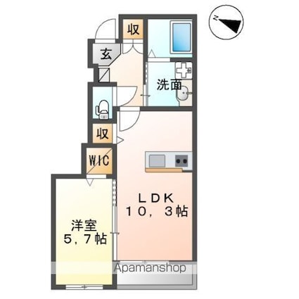 メゾン・ド・セビアン[1LDK/42.2m2]の間取図