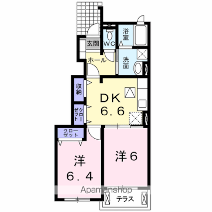 トラスト・コート[2DK/46.24m2]の間取図