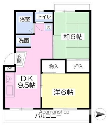 松風ビル[2DK/43.72m2]の間取図