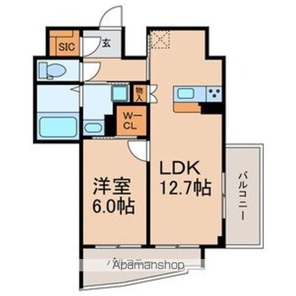 Ｂｒｉｌｌｉａｎｔ　Ｖｉｅｗ　Ｃｅｎｔｒａｌ　Ｐａｒｋ[1LDK/48.05m2]の間取図