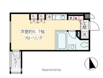 東京都世田谷区代田６丁目[1R/24.67m2]の間取図