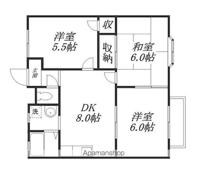 グロリオーサ園[3DK/51m2]の間取図