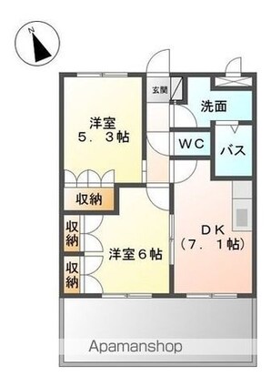 グリーンヒルズ曙[2DK/45.36m2]の間取図