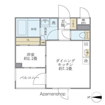 東京都中野区中野１丁目[1DK/25m2]の間取図