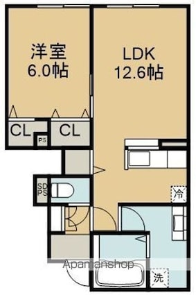 Ｄ－ｒｏｏｍ七重浜（ディールームナナエハマ）[1LDK/46.57m2]の間取図