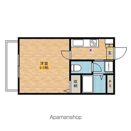 ラパス三笠[1K/25.5m2]の間取図