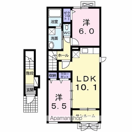 ベル　ポレール[2LDK/57.25m2]の間取図