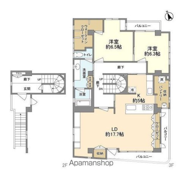 柳田ビル[2LDK/107.51m2]の間取図