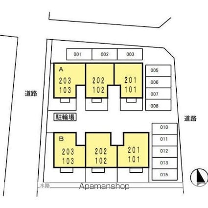 ハピネス山田　Ｂ[2LDK/55.5m2]の配置図