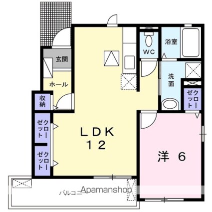 サンヴェール茂原Ａ[1LDK/46.03m2]の間取図