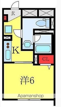 東京都板橋区清水町[1K/21.7m2]の間取図