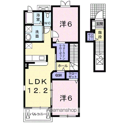 グレイス　Ｖｉｌｌａ　Ⅰ[2LDK/59.75m2]の間取図
