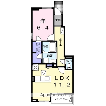 ニューカーサ・ＳⅡ　Ｂ[1LDK/46.68m2]の間取図