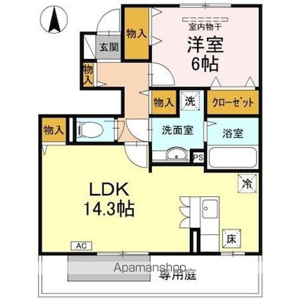ヴィラ・ボヌール[1LDK/52.62m2]の間取図