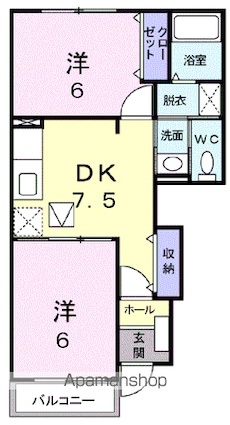 アネックスⅠ[2DK/44.82m2]の間取図