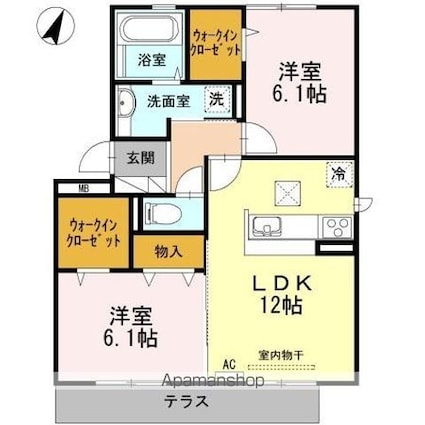 セジュール　藍ＩＩ[2LDK/60.88m2]の間取図