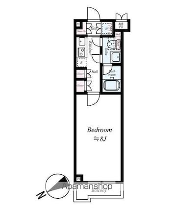 ルーブル江古田伍番館[1K/25.24m2]の間取図