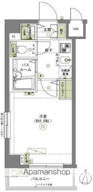 フェニックス中板橋弐番館[1K/21m2]の間取図