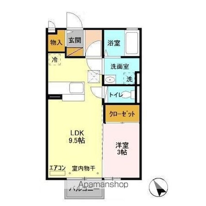 ユーメ・ハイム[1LDK/33.61m2]の間取図